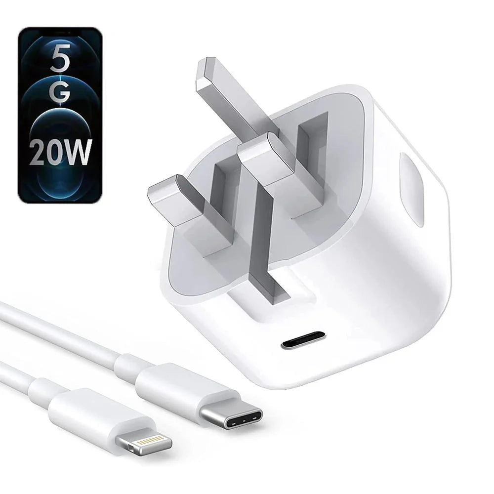 Premium 3-Pin Wall Charger for Apple Devices with Cable | Quick Charge & Overheat Protection